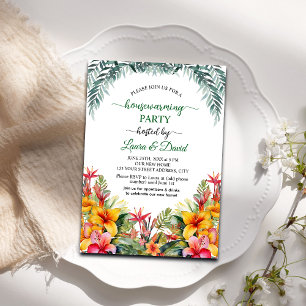 Hawaiian Exotic Floral Housewarming Party Kaart