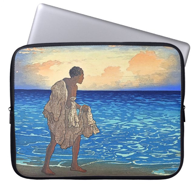 "Hawaiian Fisherman" - Charles W. Bartlett Laptop Sleeve (Voorkant)