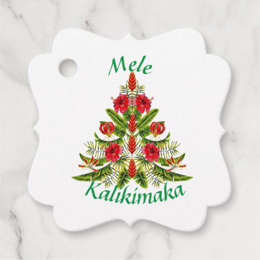 Hawaiian Floral kerstbomen Gift Label (Voorkant)
