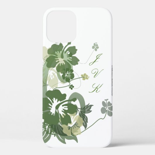 Hawaiian Floral Pattern in Green Monogramed Hoesje (Achterkant)