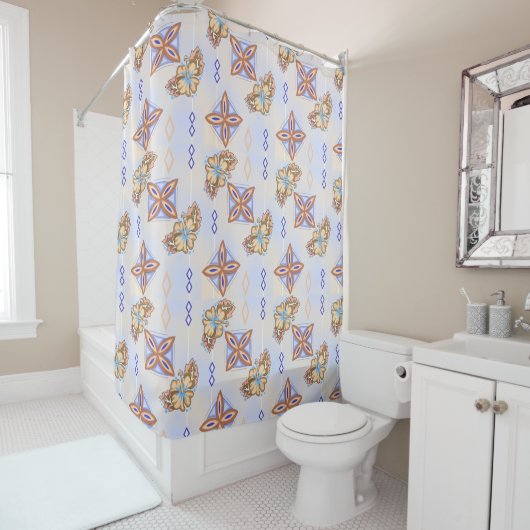 Hawaiian Floral Shower Curtain Douchegordijn (In situ)