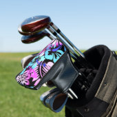 Hawaiian Flowered Pattern Tropical Pink Aqua Blue Golfheadcover (Insitu)