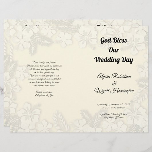 Hawaiian Flowers Big Wedding Ceremony Program (Voorkant / Achterkant)