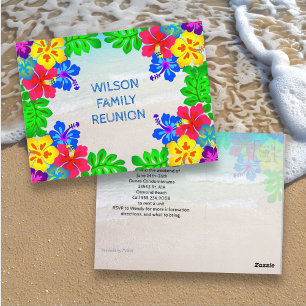 Hawaiian Flowers Border Family Reunion Briefkaart