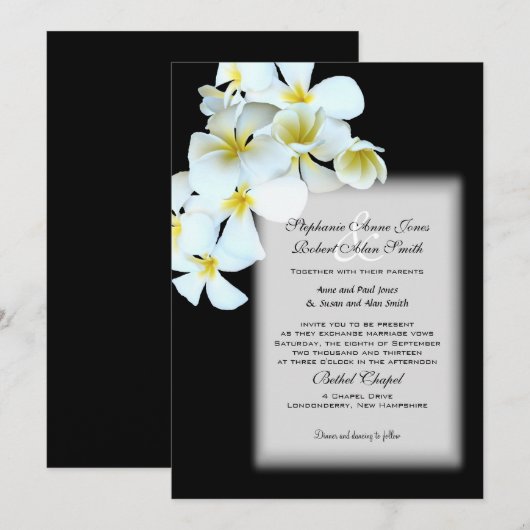 Hawaiian Flowers Custom Black Wedding Invite Kaart (Voorkant / Achterkant)