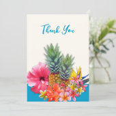 Hawaiian Flowers Merci Message Cartes plates (Debout devant)