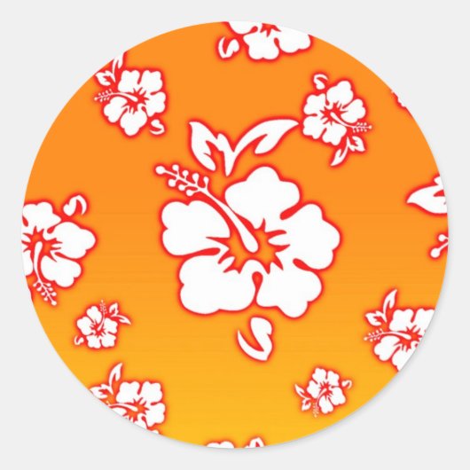 Hawaiian Flowers Ronde Sticker (Voorkant)