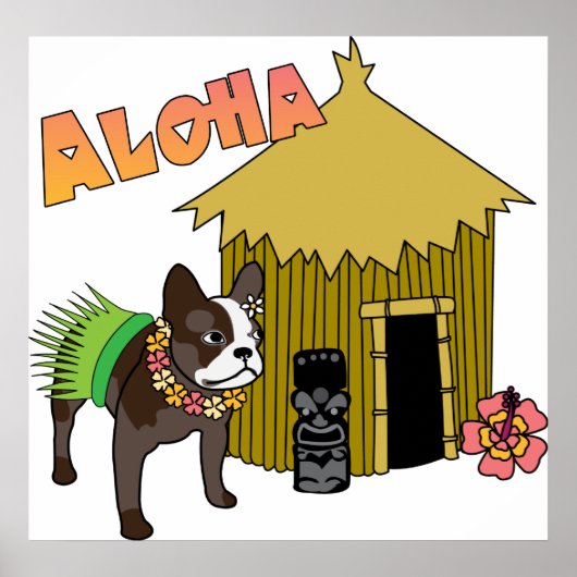 Hawaiian French Bulldog Hula Tiki Posters (Voorkant)