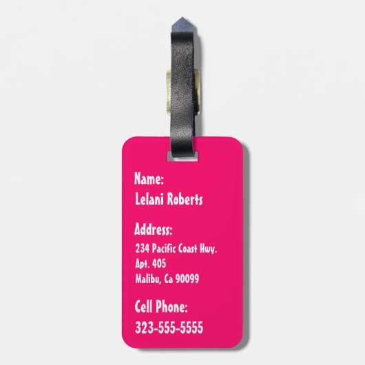 Hawaiian Fuchsia and Oranje Hibiscus Kauai - Aloha Bagagelabel (Achterkant verticaal)