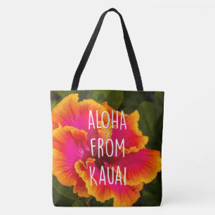 Hawaiian Fuchsia Hibiscus Reversible Beach Bag Draagtas
