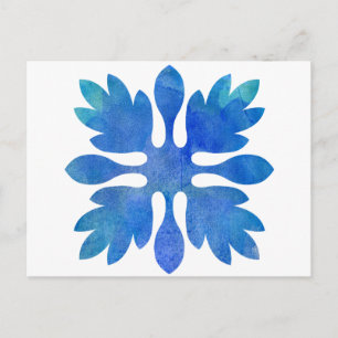 Hawaiian Ginger Quilt Ocean Blue Waterverf Briefkaart