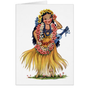  Hawaiian Girl in Hula Outfit Dress