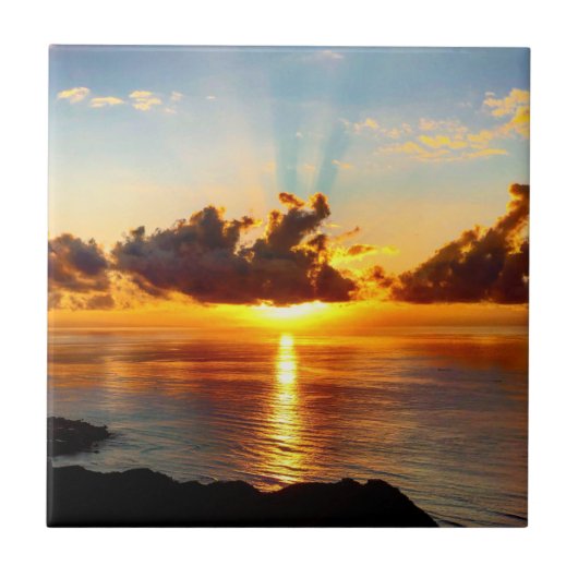 Hawaiian Gold Tropical Sunset Tegeltje (Voorkant)