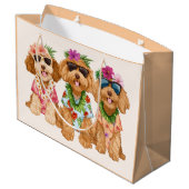 Hawaiian Goldendoodle Dogs Flower Lei Groot Cadeauzakje (Achterkant Gekanteld)
