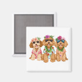 Hawaiian Goldendoodle Dogs Flower Lei Magneet (Voorkant / Achterkant)