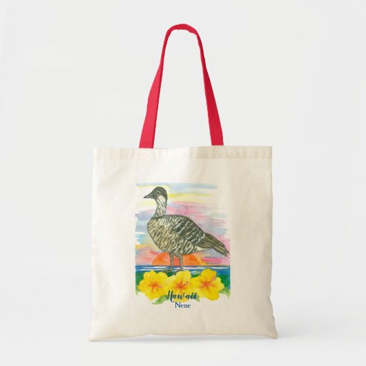 Hawaiian Goose Nene State Bird Waterverf Tote Bag (Voorkant)