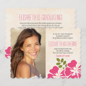 Hawaiian Graduation Announements Invitations Pink Kaart (Voorkant / Achterkant)