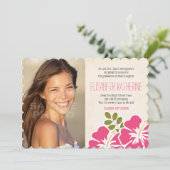 Hawaiian Graduation Announements Invitations Pink Kaart (Staand voorkant)