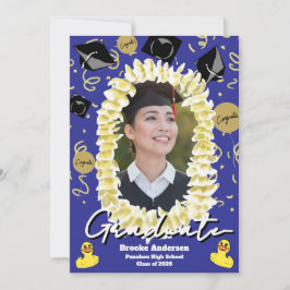 Hawaiian Graduation Plumeria Lei Confetti Photo Kaart