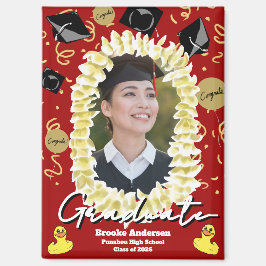 Hawaiian Graduation Plumeria Lei Confetti Photo Ma Magneet