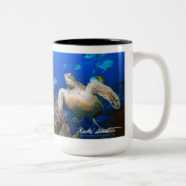 Hawaiian Green Zee Turtle, Honu Tweekleurige Koffiemok