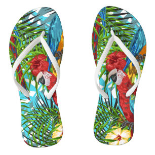 Hawaiian greenery oerwoud Tropisch blad en vogels Teenslippers