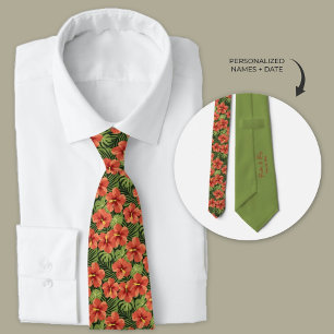 Hawaiian Hibiscus Bloemen gepersonaliseerd Stropdas