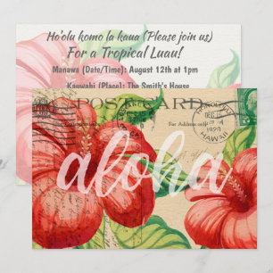  Hawaiian Hibiscus Briefkaart Luau Uitnodiging