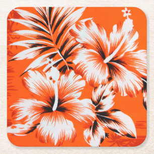 Hawaiian Hibiscus Flower Background Vierkante Kartonnen Onderzetter