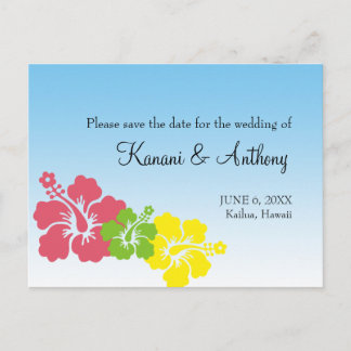 Hawaiian hibiscus flower preppy roze behalve de da aankondigingskaart