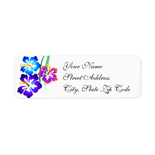 Hawaiian Hibiscus Flowers Aloha Etiket (Voorkant)