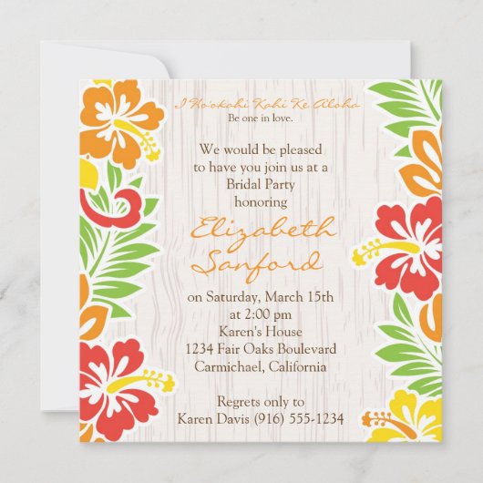 Hawaiian Hibiscus Flowers Invitation Kaart (Voorkant)