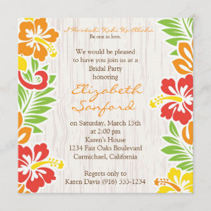 Hawaiian Hibiscus Flowers Invitation Kaart