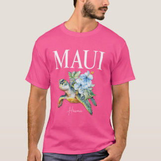 Hawaiian Hibiscus Flowers Zee Turtles Maui Hawaii T-shirt