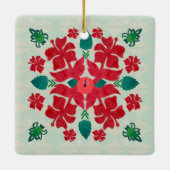 Hawaiian Hibiscus Kerstmis Quilt Pattern Ornament (Achterkant)