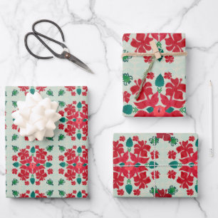 Hawaiian Hibiscus Kerstquilt Pattern Inpakpapier Vel