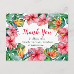Hawaiian Hibiscus Tropical Bridal Dank u Briefkaart