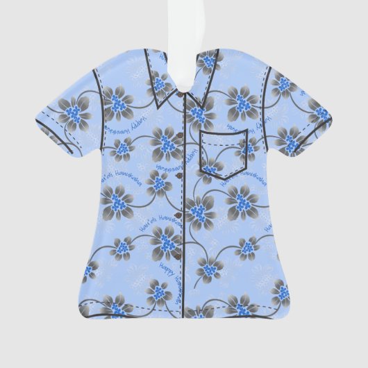 Hawaiian Holly Hanoukka Blue Floral Aloha Shirt (devant)