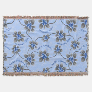 Hawaiian Holly Hanukkah Blue Floral Deken