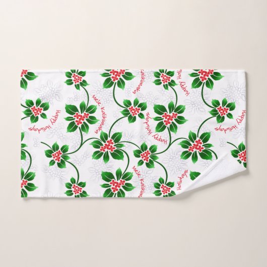 Hawaiian Holly Mele Kalikimaka Kerstrood Handdoek (Handdoek)