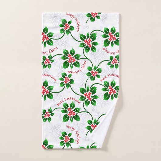 Hawaiian Holly Mele Kalikimaka Kerstrood Handdoek (Handdoek)