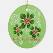 Hawaiian Holly Mele Kalikimaka Kerstrood Keramisch Ornament (Links)