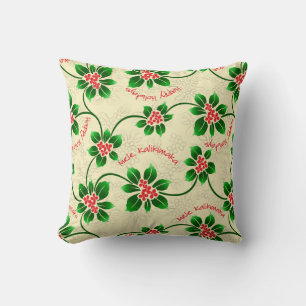 Hawaiian Holly Mele Kalikimaka Kerstrood Kussen