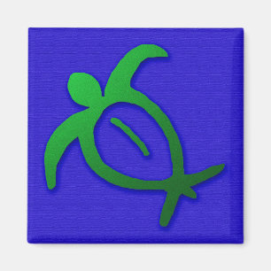 Hawaiian Honu Petroglyph op Blue Magnet Magneet