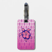 Hawaiian Honu Turtle en Hibiscus Bagagelabel (Achterkant verticaal)