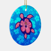 Hawaiian Honu Turtle en Hibiscus Keramisch Ornament (Rechts)