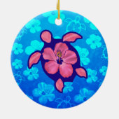 Hawaiian Honu Turtle en Hibiscus Keramisch Ornament (Achterkant)