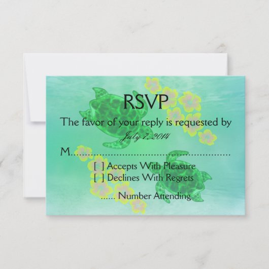 Hawaiian Honu Wedding RSVP Kaartje (Voorkant)