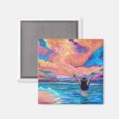 Hawaiian Hula Girl at Sunrise Magnet (Recto/Verso)