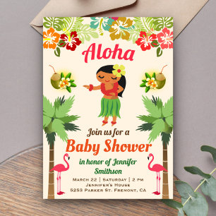 Hawaiian Hula Girl Luau Baby shower Invitation
